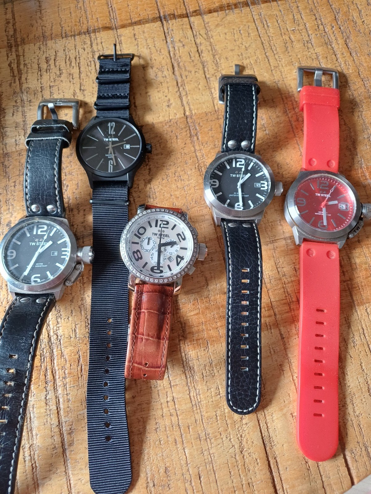 lot van 5 originele twsteel, Overige merken, Leer, Staal, Ophalen of Verzenden