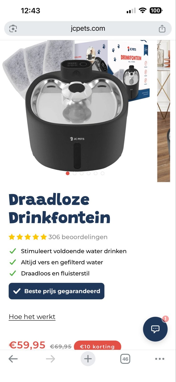 Drinkfontein zo goed als nieuw, Ophalen, Automatisch, Nieuw