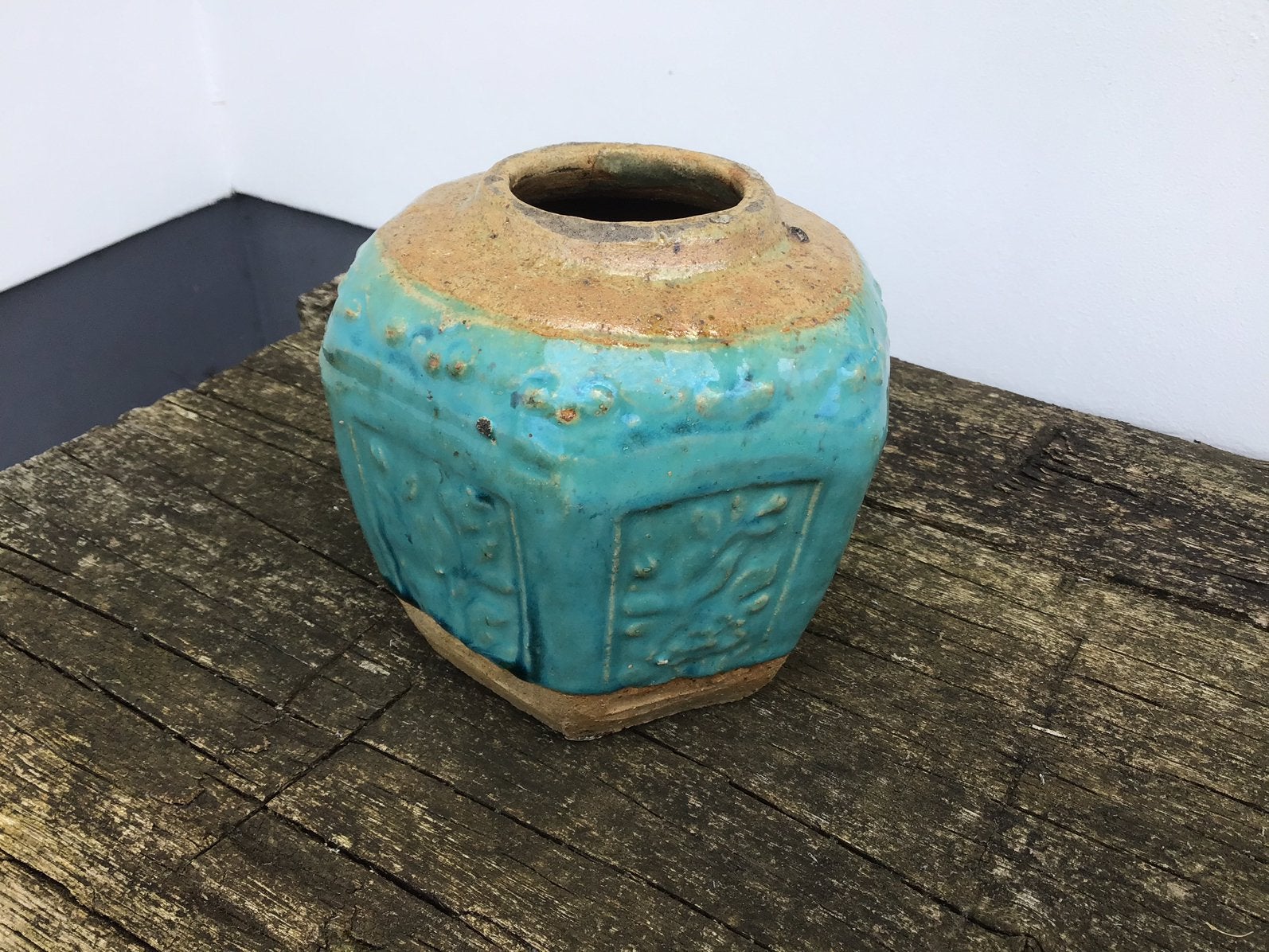 Chinese turquoise gemberpot - gemerkt, Antiek en Kunst, Antiek | Keramiek en Aardewerk, Ophalen of Verzenden