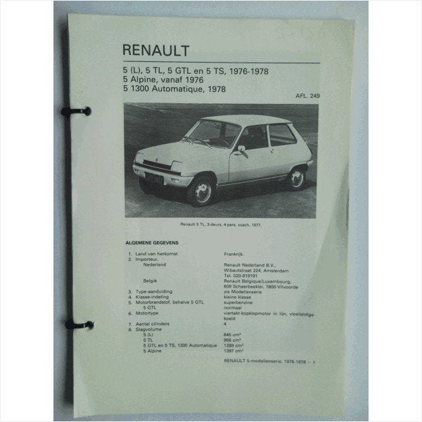 Renault 5 Vraagbaak losbladig 1976-1978 #1 Nederlands, Boeken, Auto's | Boeken, Ophalen of Verzenden, Gelezen, Renault