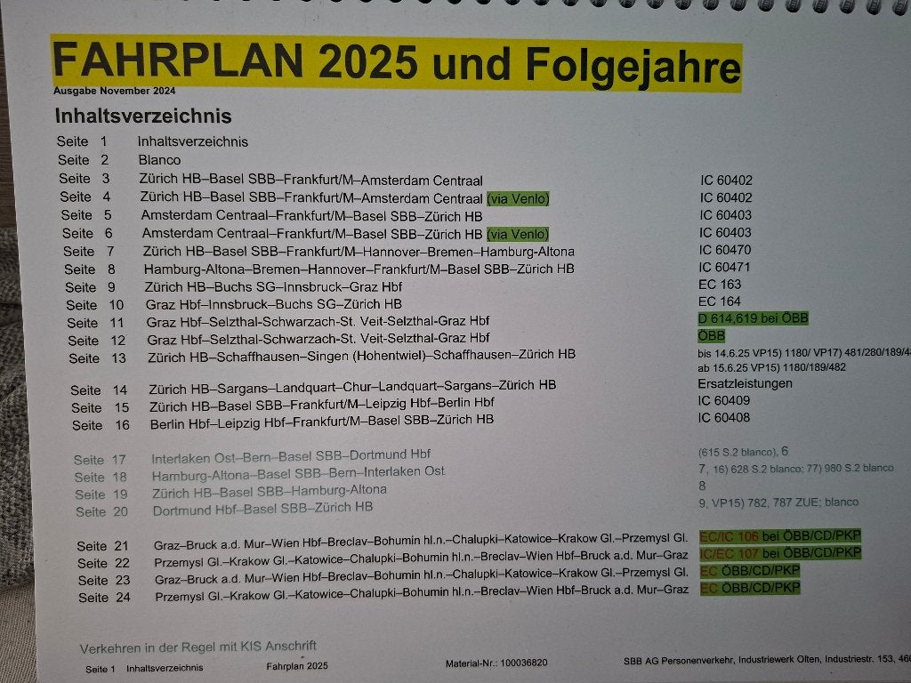 FAHRPPLAN 2025 und Folgejahre, Ophalen, Nieuw