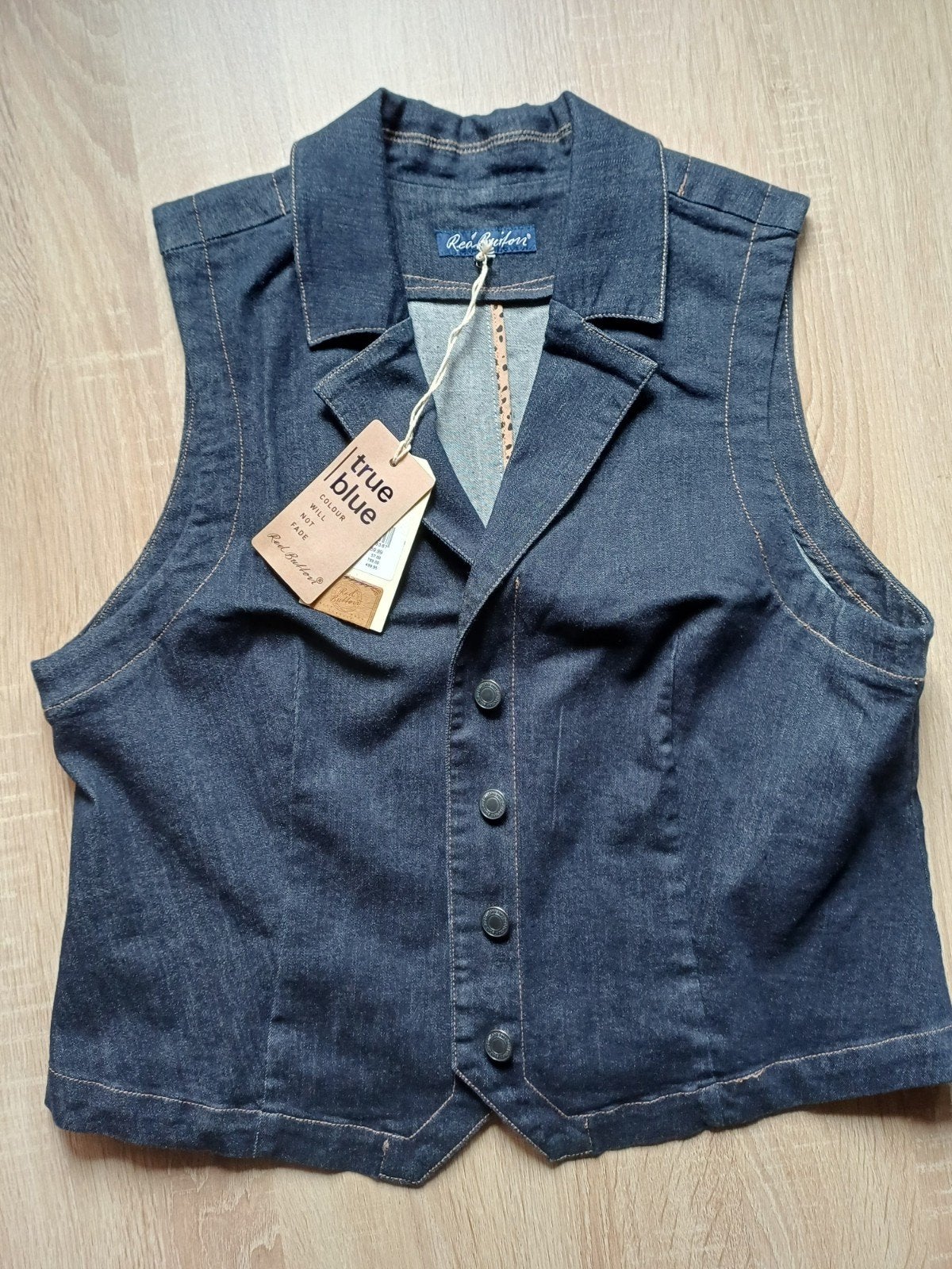 Spijkervestje/hestje mt 42 slank afkledend nieuw met kaartje, Blauw, Domani, Maat 42/44 (L), Nieuw