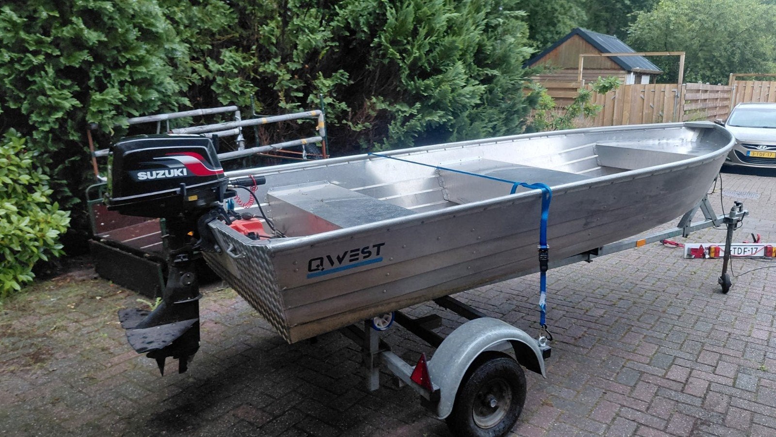 Aluminium Qwest Visboot+ Suzuki 6PK 2takt buitenboordmotor, Overige merken, Gebruikt, Buitenboordmotor, Aluminium
