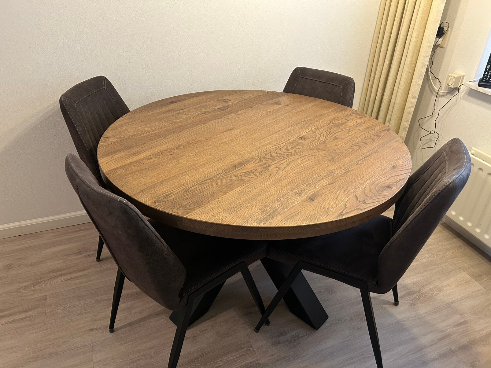 Complete Eethoek Nieuwstaat, Ophalen, 100 tot 150 cm, Rond, Zo goed als nieuw