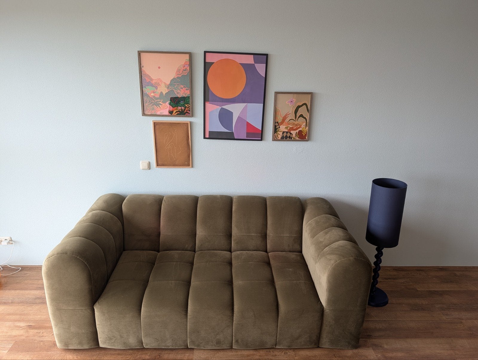 Cosmopolitan Design 3-zitsbank + Hocker ‘Sky’ Velvet (zgan), Ophalen, Zo goed als nieuw, Stof