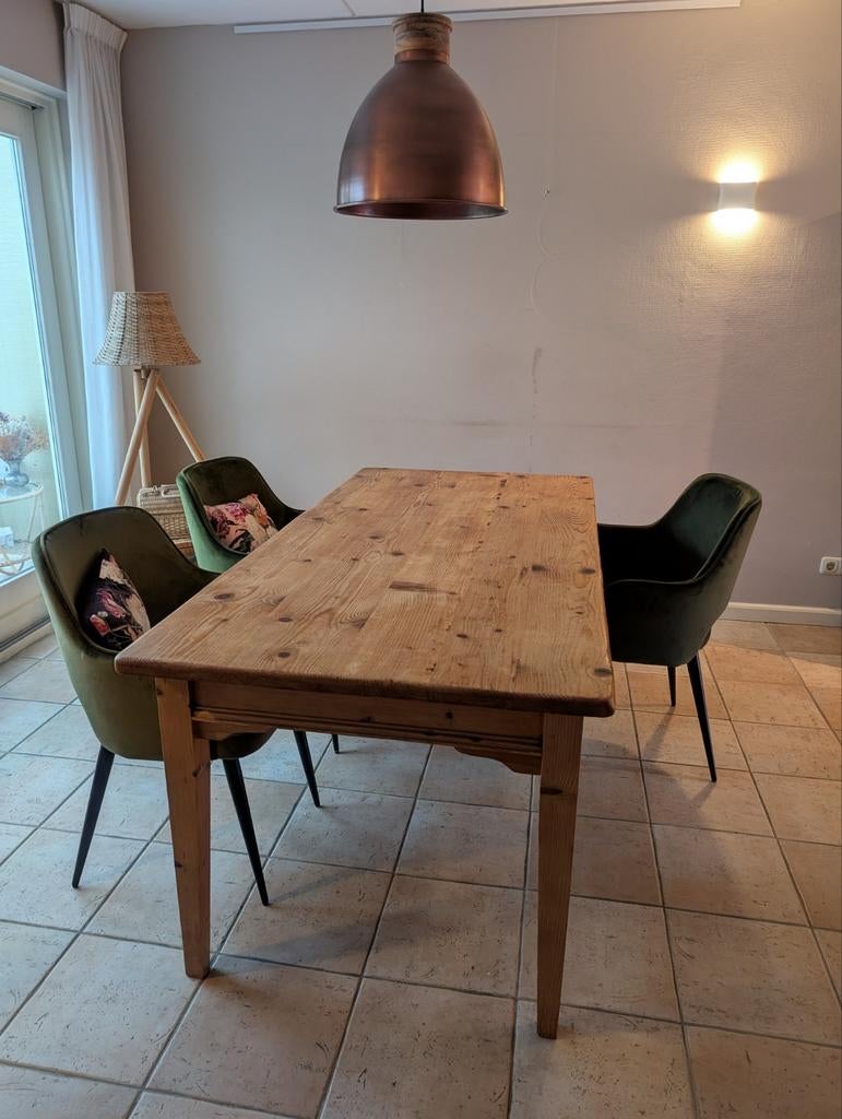 Antieke grenen eettafel met lades, Ophalen
