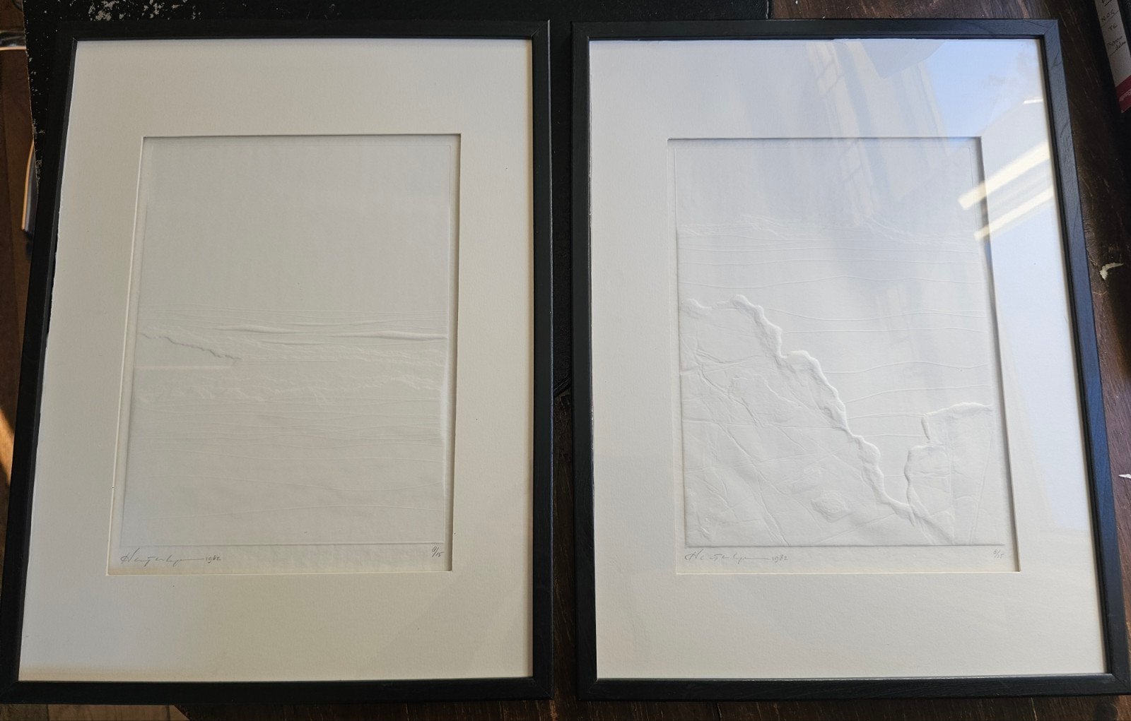 Twee ingelijste reliëfs van Harry van Kuijk, 1982, 1950 - 1999, Overige technieken, Origineel, Ophalen of Verzenden