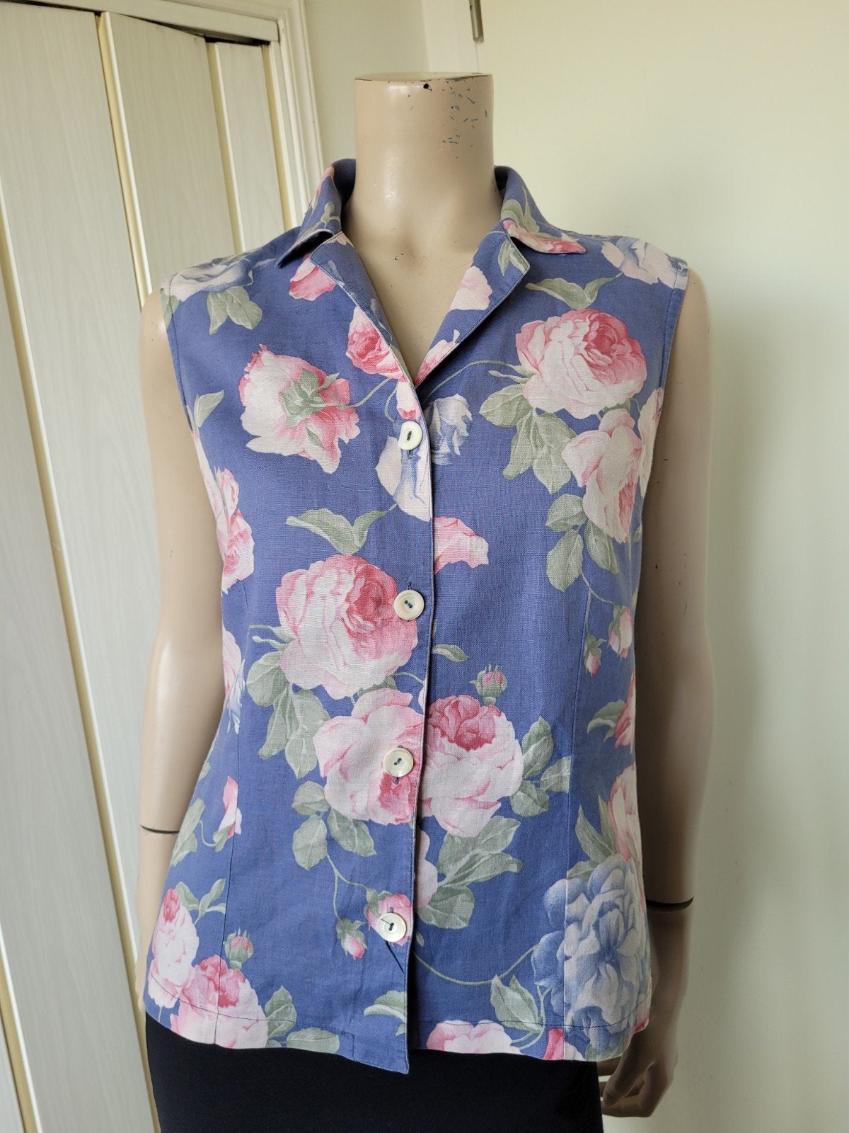 Les Copains shirt/top zomer bloemen blauw/roze maat 38/M, Maat 38/40 (M), Ophalen of Verzenden, Zo goed als nieuw, Korte mouw