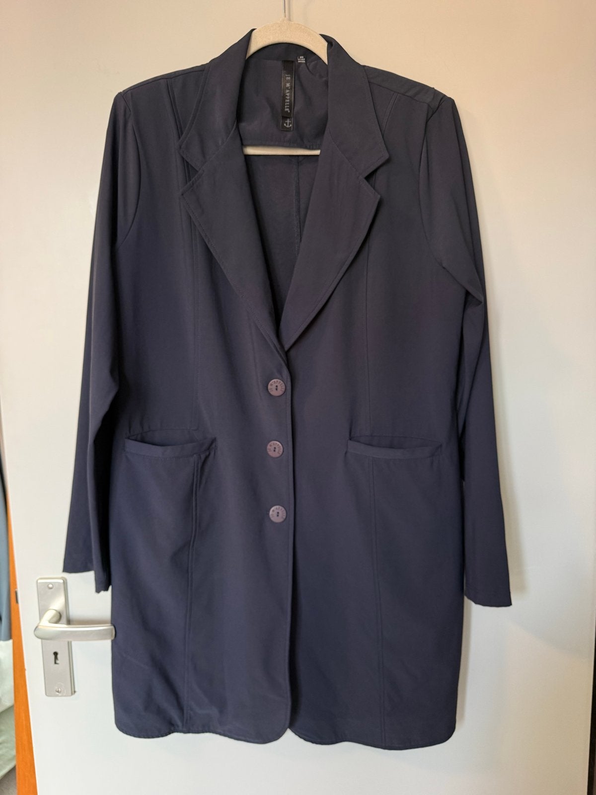 Travelstof lang jasje colbert blazer - je M'appelle - XL, Blauw, Maat 46/48 (XL) of groter, Ophalen of Verzenden, Zo goed als nieuw