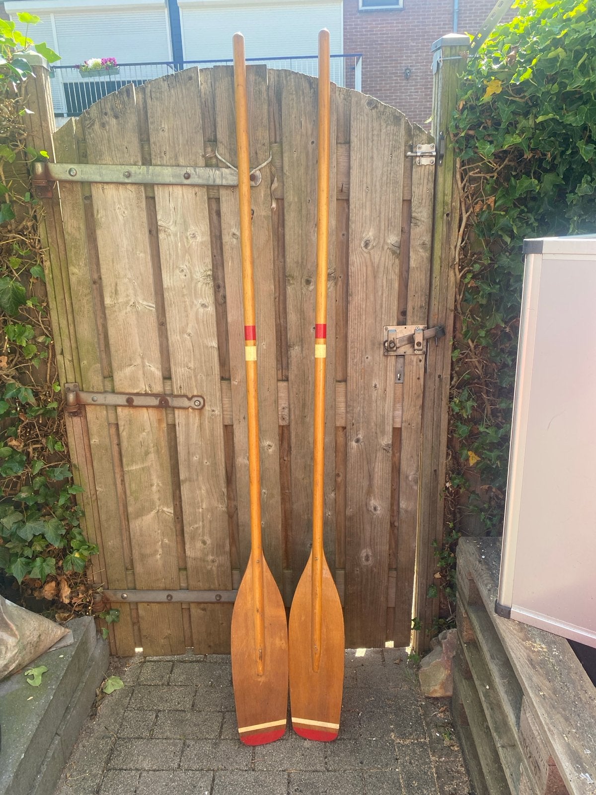 Set van 2 houten roeispanen, Watersport en Boten, Peddels, Ophalen, Gebruikt