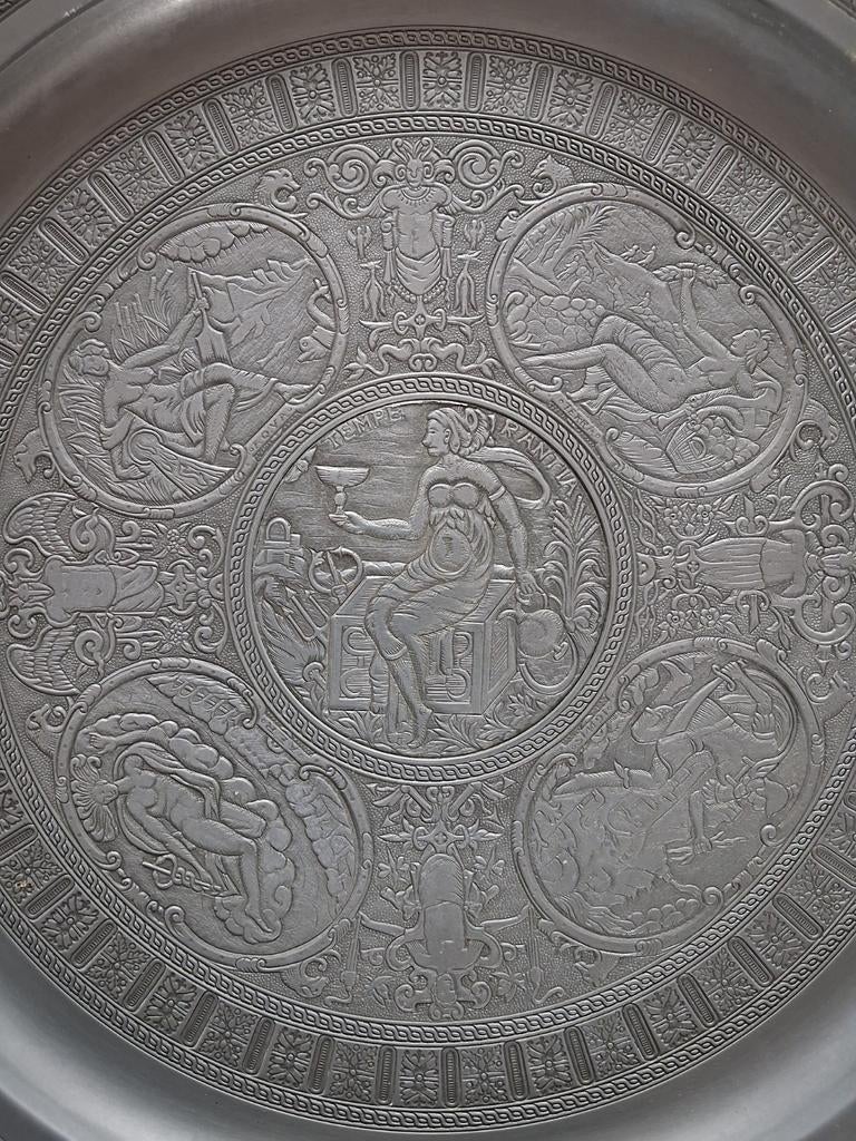 Groot tinnen wandbord 'Tempe Rantia' van Berendsohn, Ophalen of Verzenden
