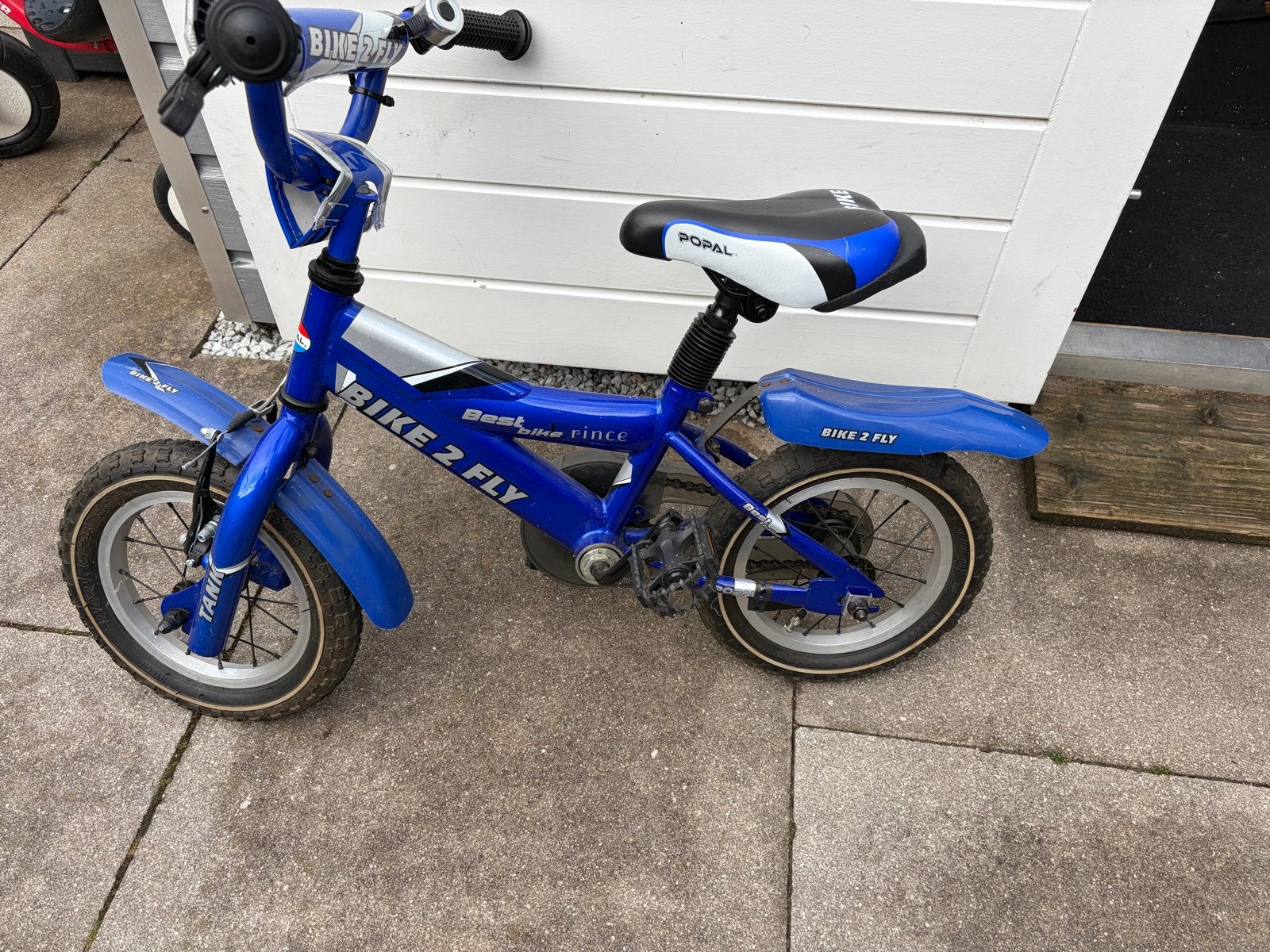 Blauwe kinderfiets Bike 2 Fly - Zo goed als nieuw, Ophalen, Zo goed als nieuw, Terugtraprem, Minder dan 16 inch