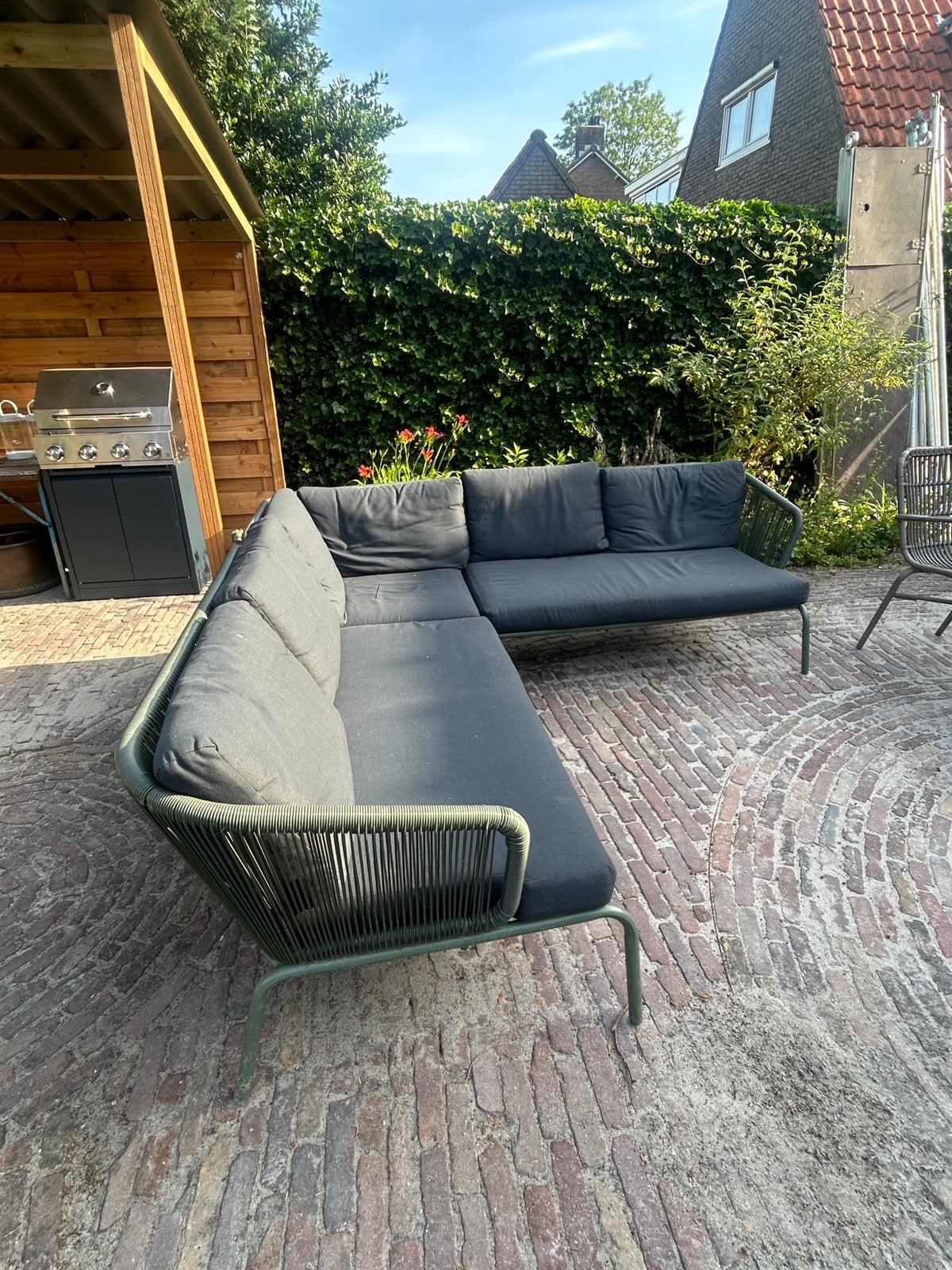 Karwei hoekbank tuin groen, Ophalen of Verzenden, Zo goed als nieuw, Hout