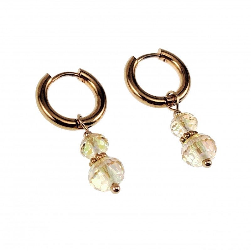 Ø15x 2,5mm Oorbellen Dames Verguld RVS Oorringen Kristallen, Met kristal, Overige materialen, Hangers, Birgitta-Gracht 33, 6465 EL Kerkrade, Nederland