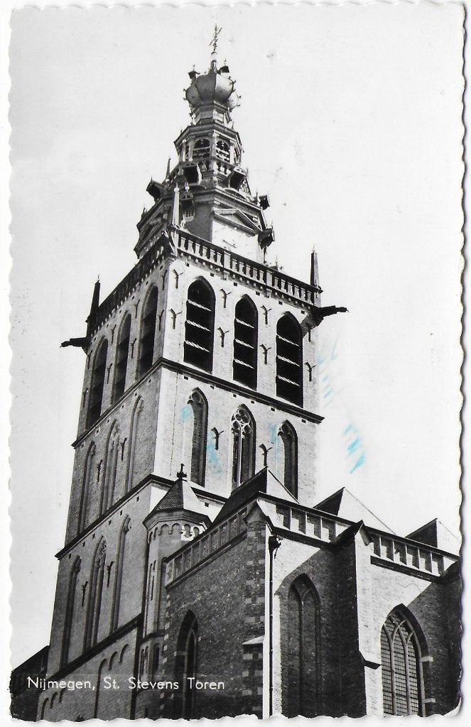 Nijmegen St Stevens Toren gelopen Ansichtkaart ( B7346), Ophalen of Verzenden, 1960 tot 1980, Gelopen, Gelderland
