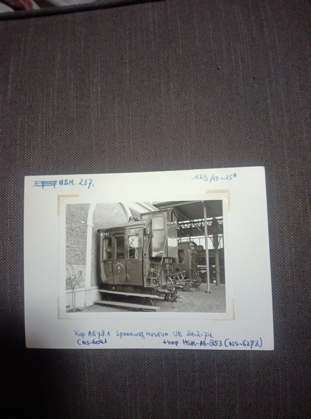 Zwart-wit foto Spoorwegmuseum Utrecht 1974, Ophalen of Verzenden, Gebruikt, Trein, Overige typen