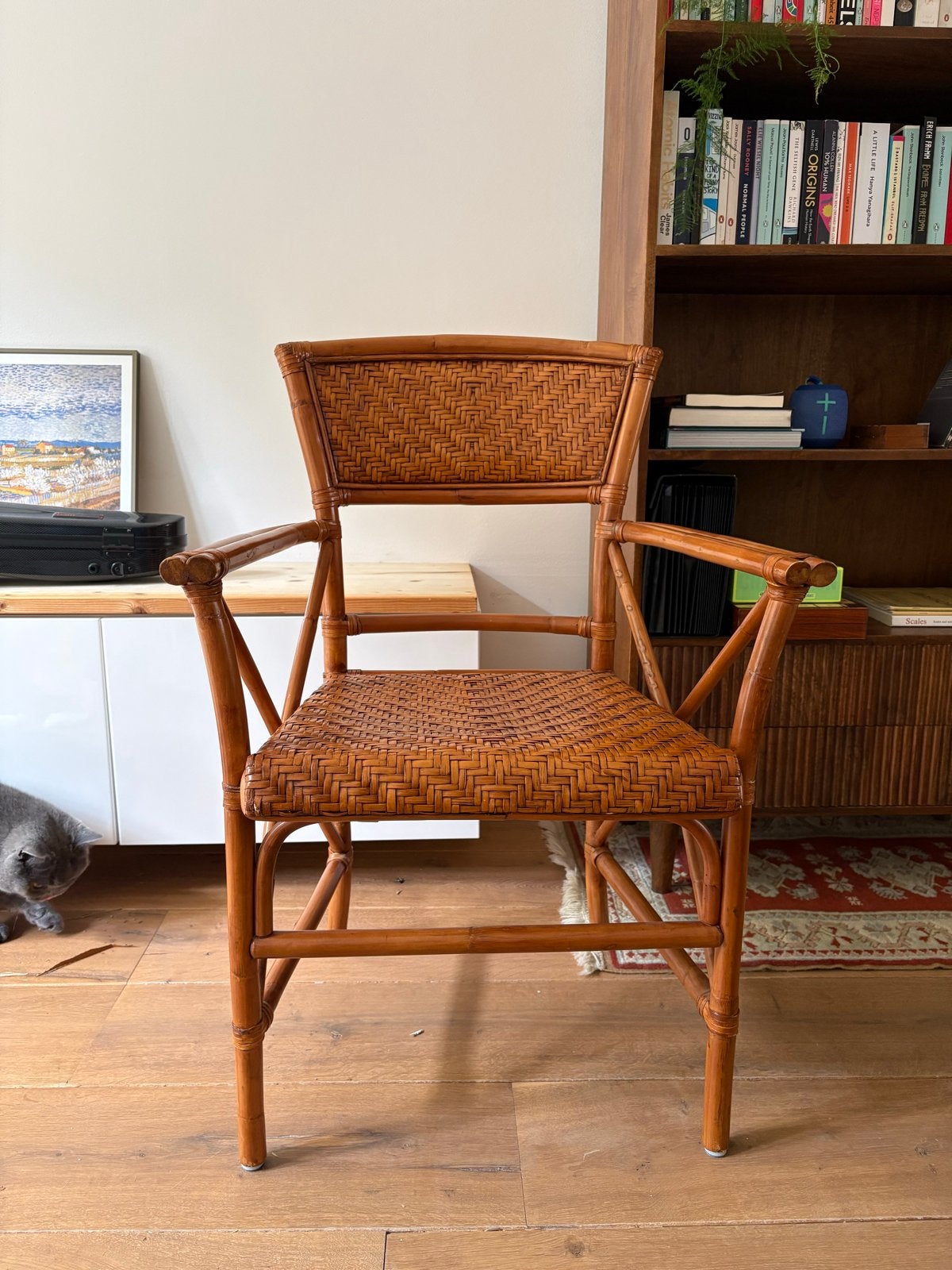 Vintage rotan stoel, Antiek en Kunst, Antiek | Meubels | Stoelen en Banken, Ophalen