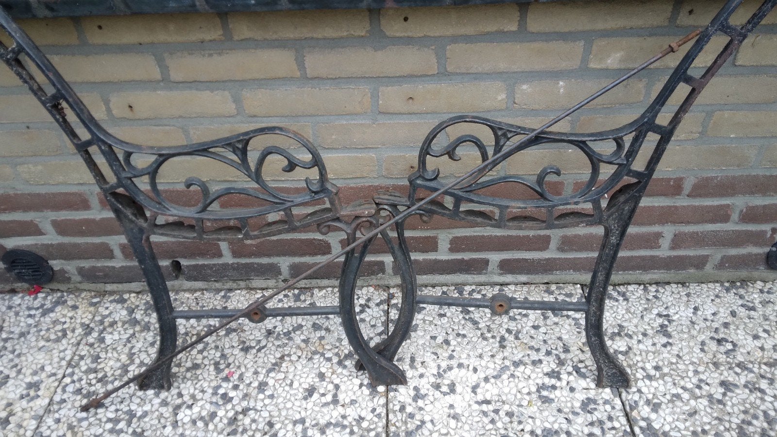 gietijzeren zijkanten voor bankje., Ophalen, Metaal