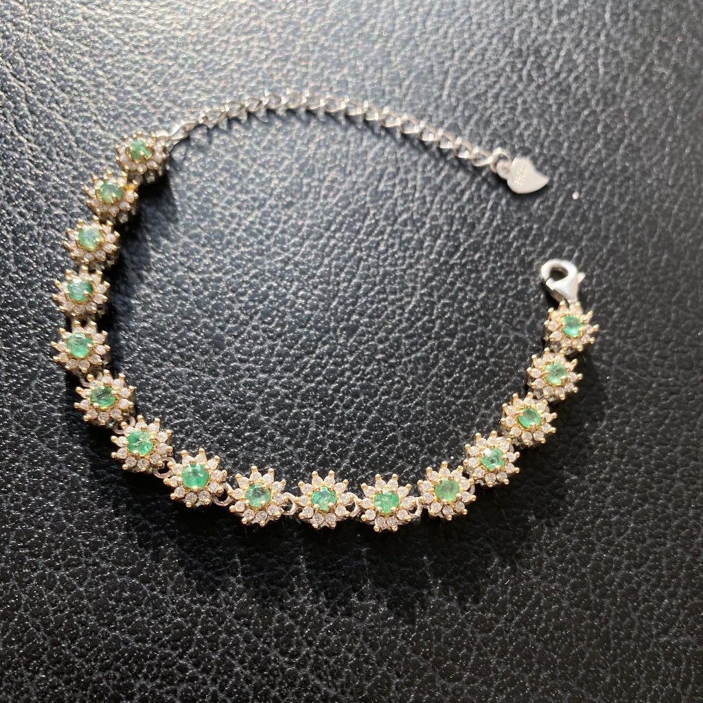 bracelet armband natuurlijke smaragd, Ophalen of Verzenden, Zo goed als nieuw, Met edelsteen, Groen