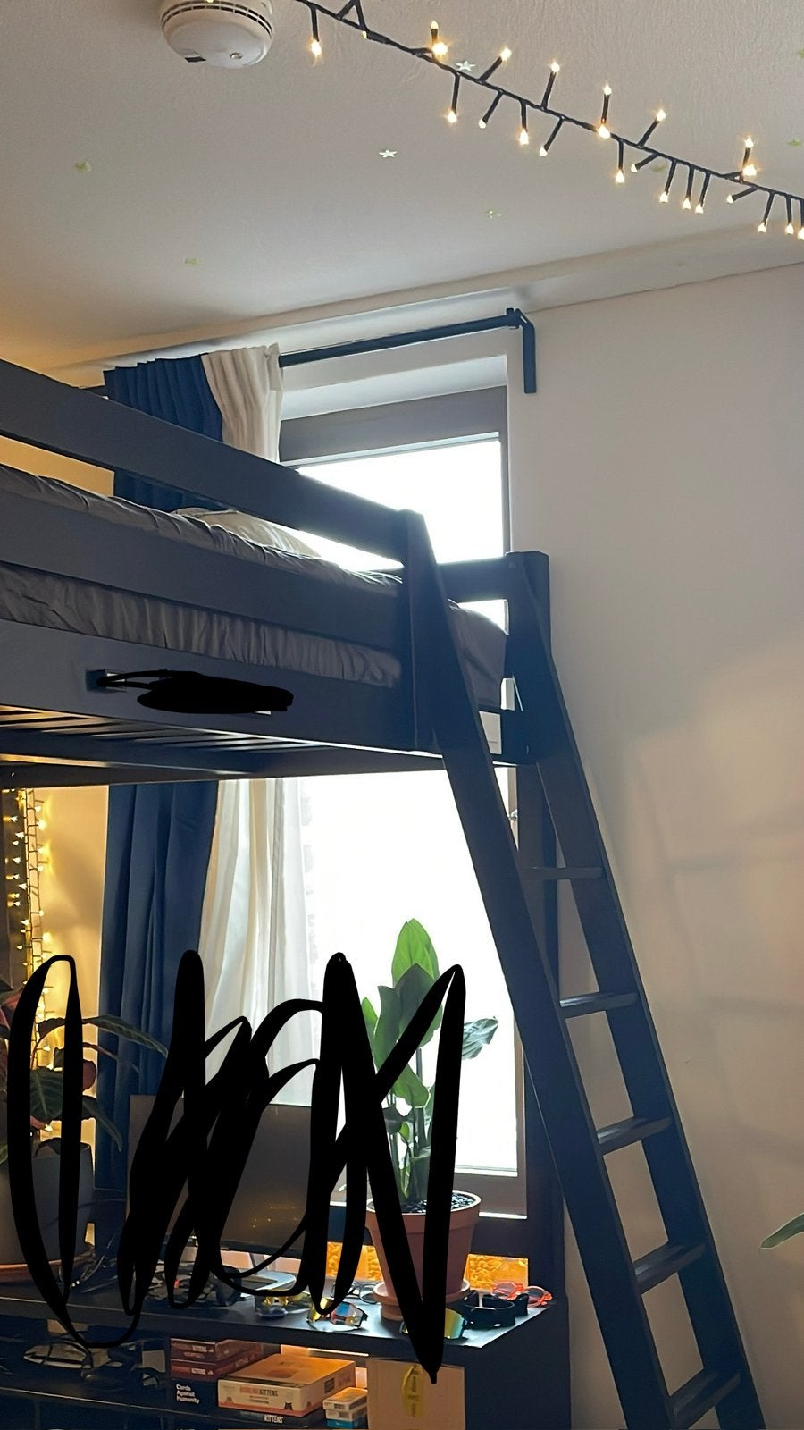 Ikea Hoogslaper Bed 140x200cm Zwart, Ophalen, Hoogslaper, Tweepersoons, 140 cm