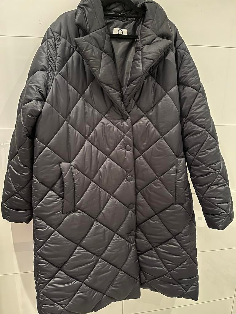 Donkerblauwe Marina Rinaldi winterjas maat 46/48, Ophalen, Gedragen, Maat 46/48 (XL) of groter, Blauw