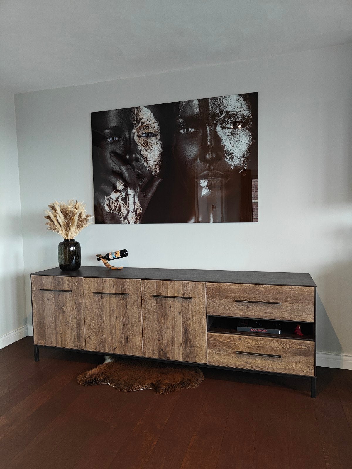 Dressoir/kast | Houtlook met soft-close., Ophalen, Met deur(en), Zo goed als nieuw, 200 cm of meer
