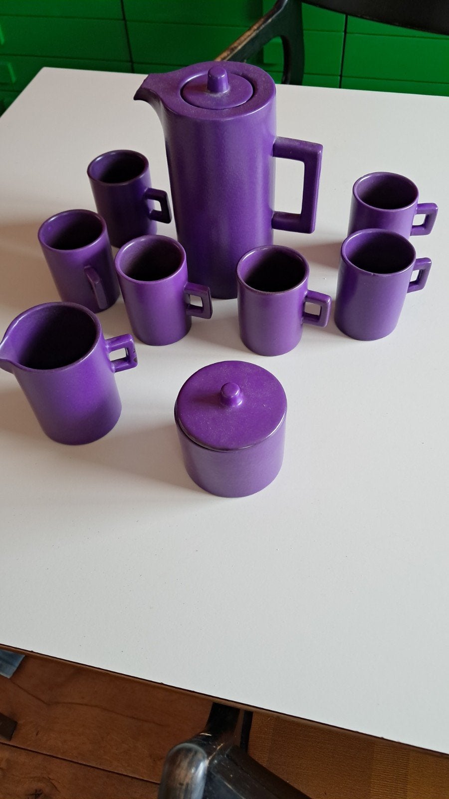 hofra keramiek koffie servies. paars retro, Huis en Inrichting, Keuken | Servies, Ophalen, Gebruikt, Keramiek, Overige stijlen