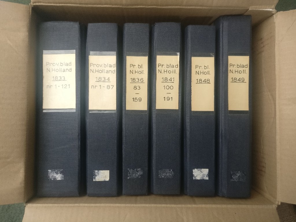 6 delen van Provinciaal Blad Noord - Holland 1833-1849, Antiek en Kunst, Antiek | Boeken en Bijbels, Ophalen of Verzenden