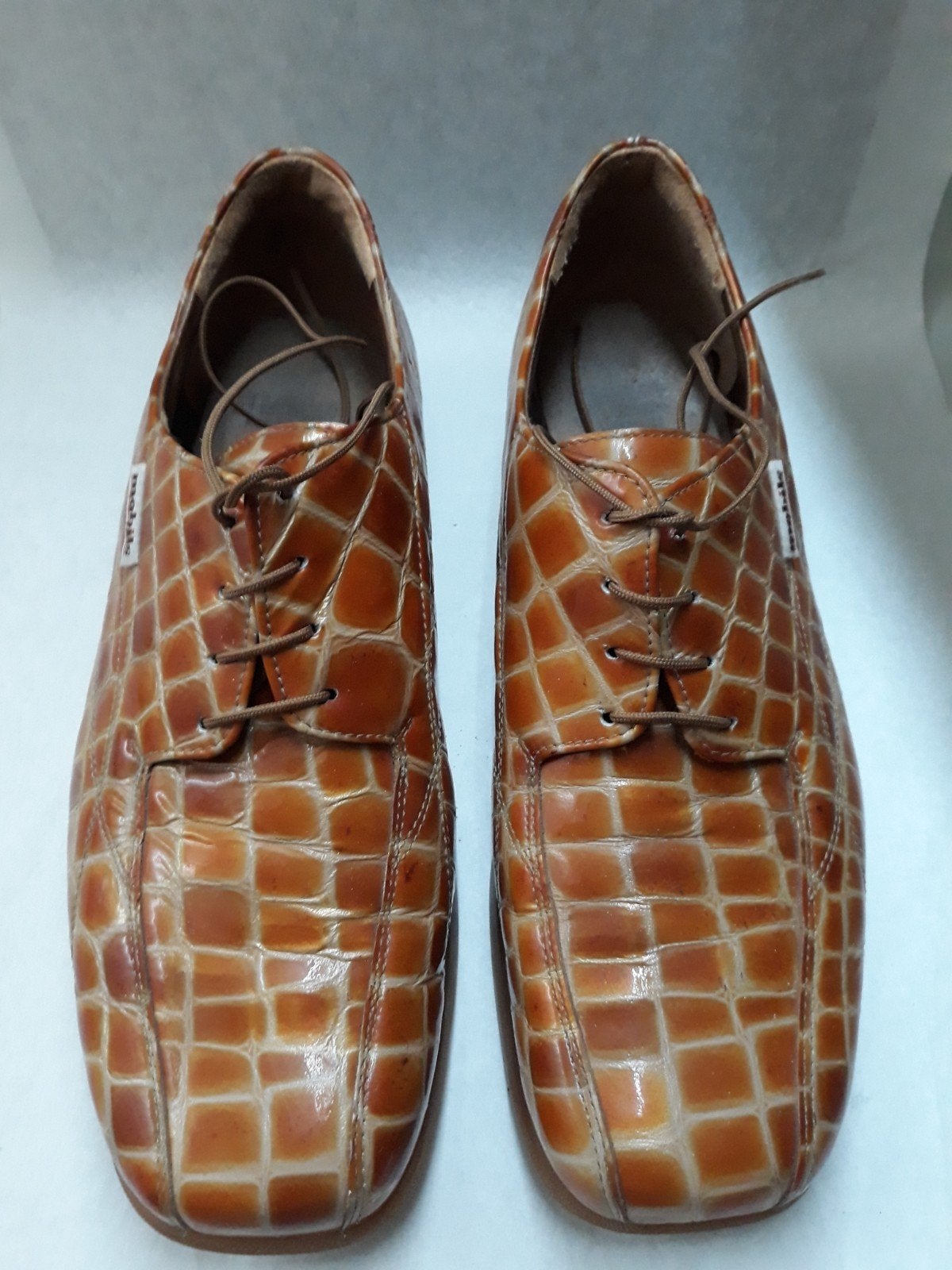 Mephisto Mobils herenschoenen - Bruin met krokodillenprint, Bruin, Verzenden, Zo goed als nieuw, Mephisto