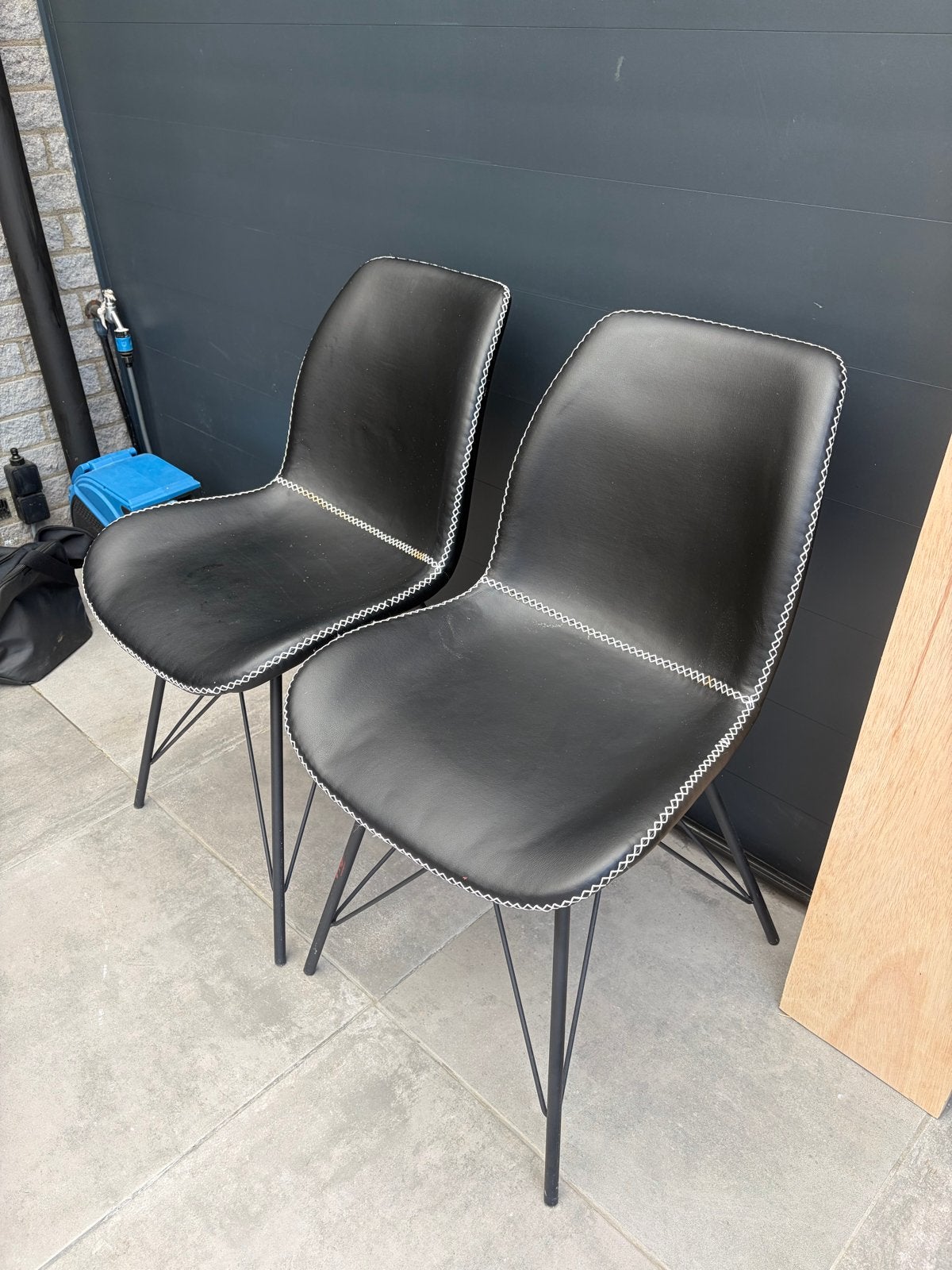 Set van 2 zwarte eetkamerstoelen, Ophalen, Gebruikt, Twee, Zwart