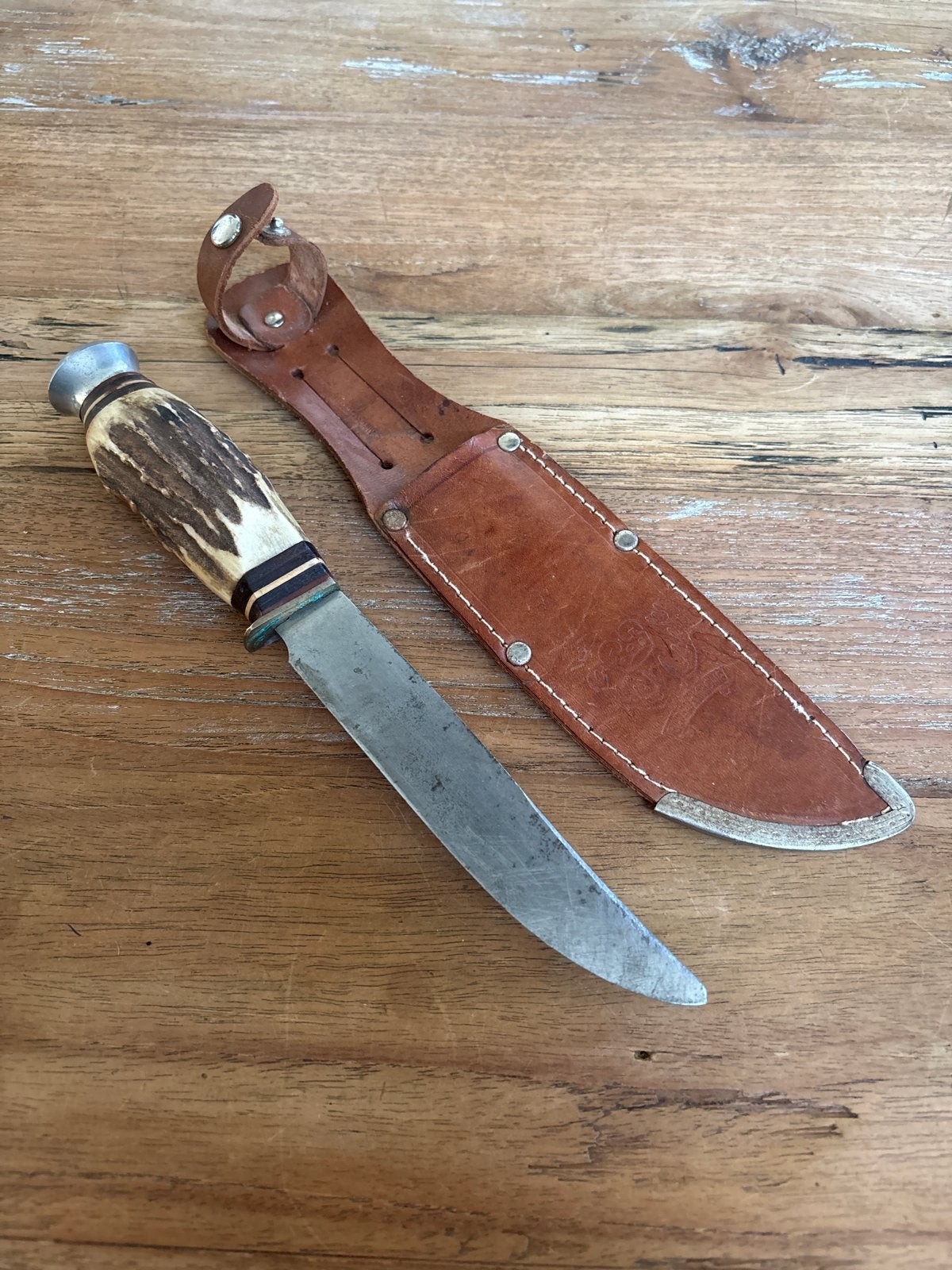 Vintage Solingen mes met hertshoorn handvat, Ophalen of Verzenden
