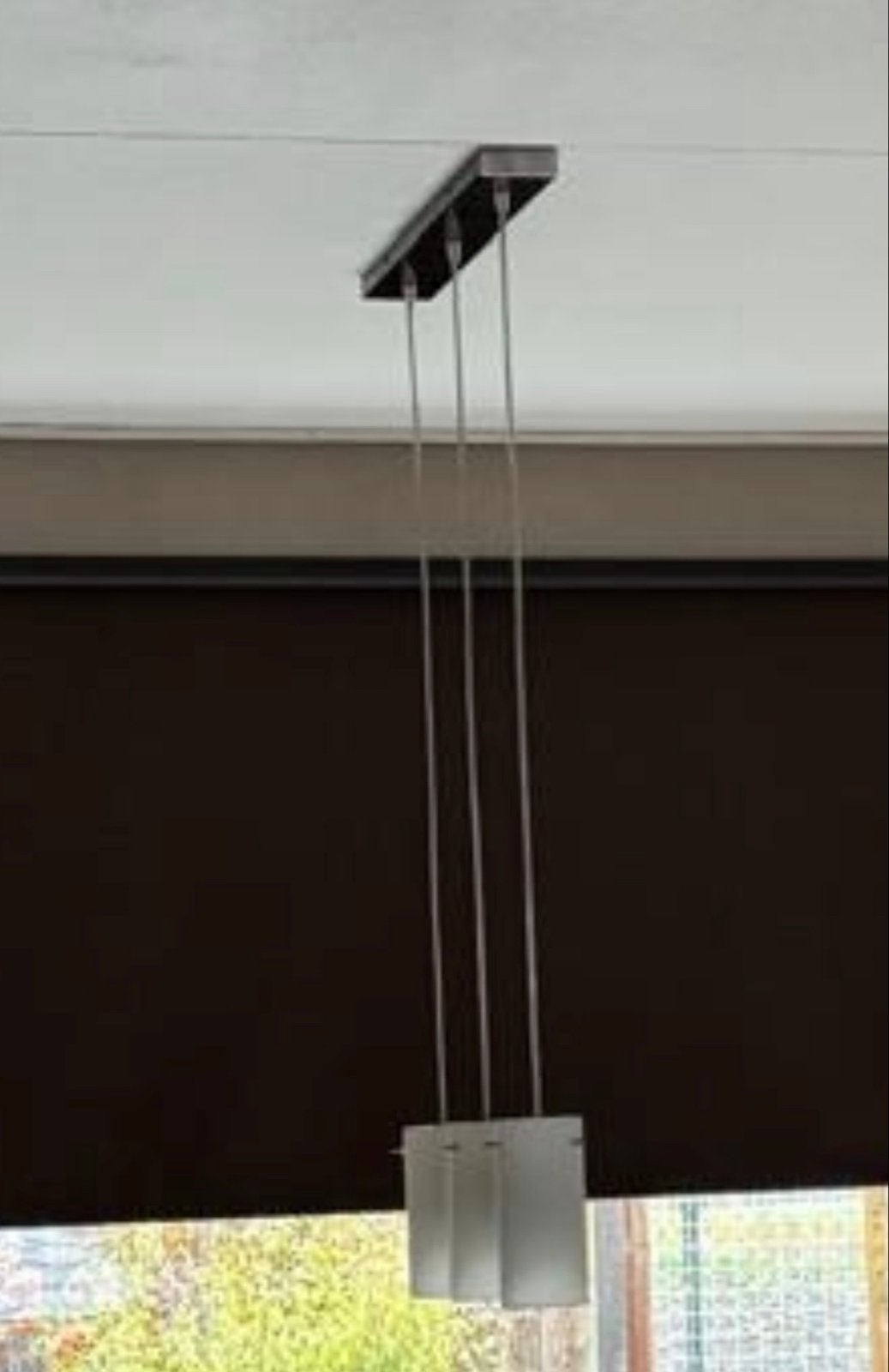 Moderne hanglamp met 3 glazen kappen, Ophalen of Verzenden, Zo goed als nieuw, Glas, Overige fittingen