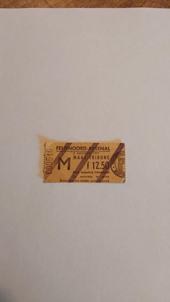 Feyenoord Arsenal 7 augustus 1971, Tickets en Kaartjes, Losse kaart