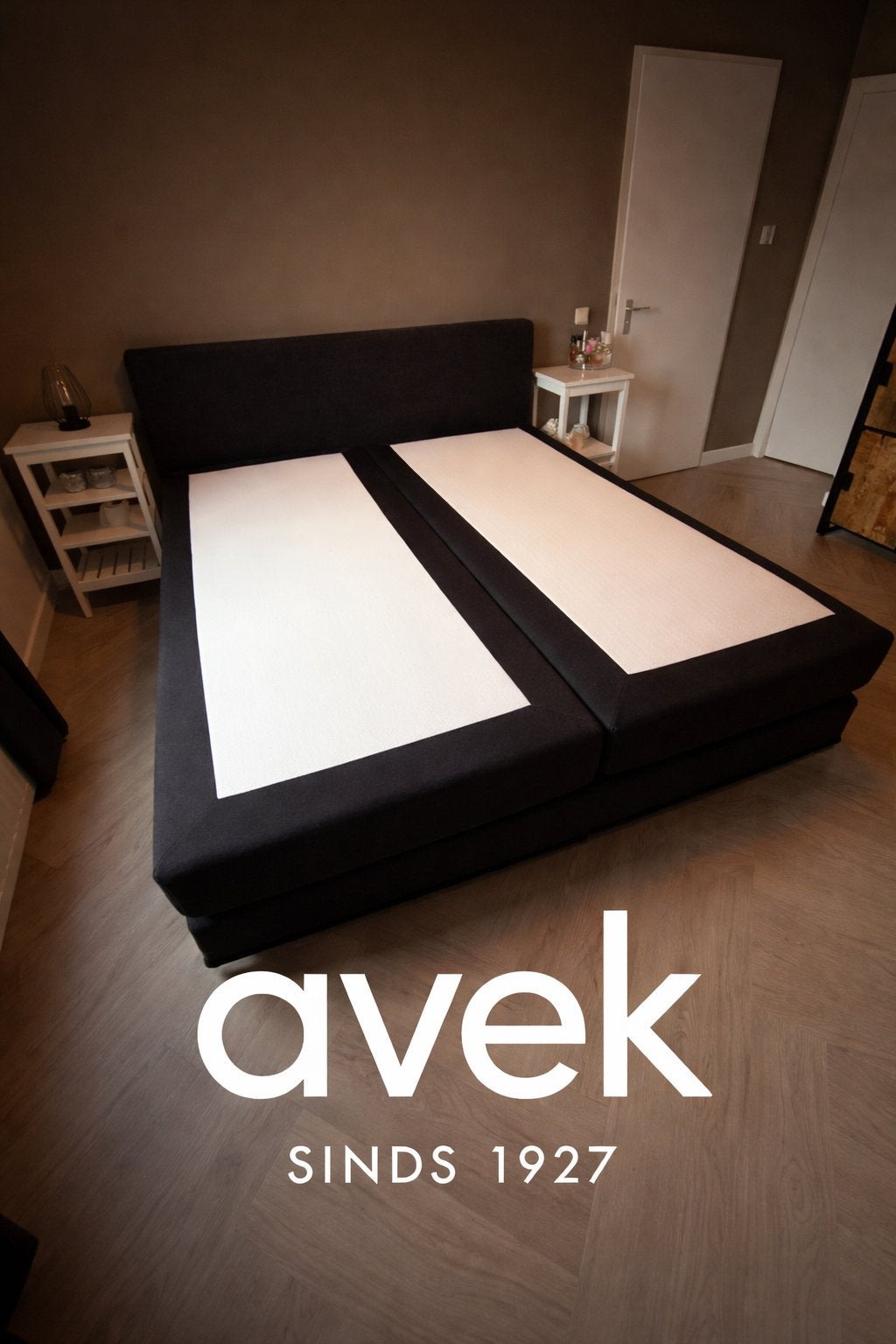 Complete Avek Noflik Boxspring, Incl. Auping Kiruna Topper, Ophalen, Zo goed als nieuw, Tweepersoons, 180 cm