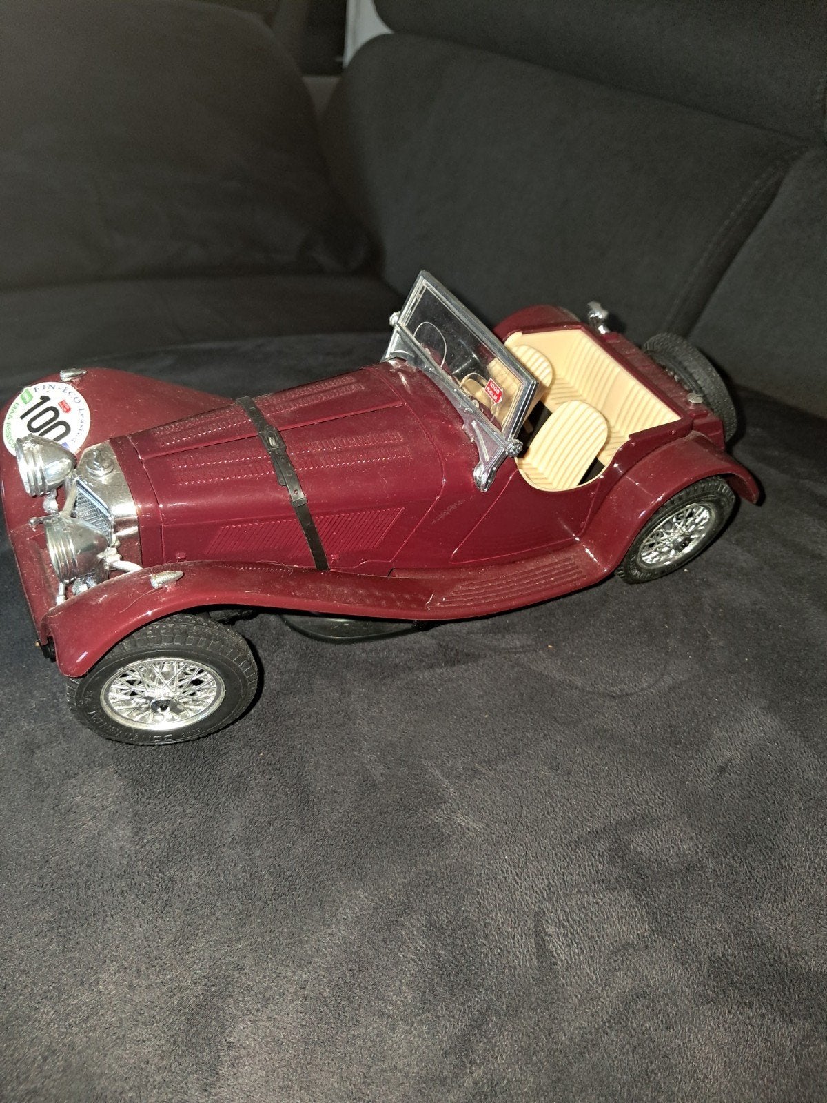 Bburago Jaguar SS 100 (1937) - Schaal 1:18 - Bordeauxrood, Ophalen of Verzenden, Auto