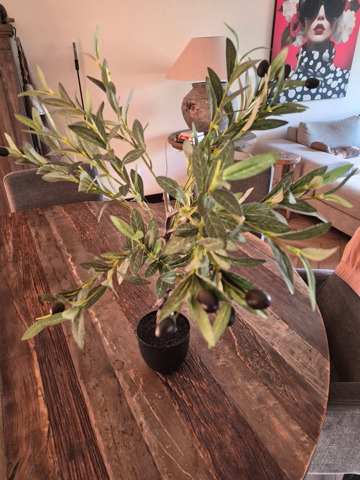 Prachtig kunst olijfboompje van 70 cm hoog inclusief pot., Groen, 70 cm, Kunstplant, Ophalen of Verzenden