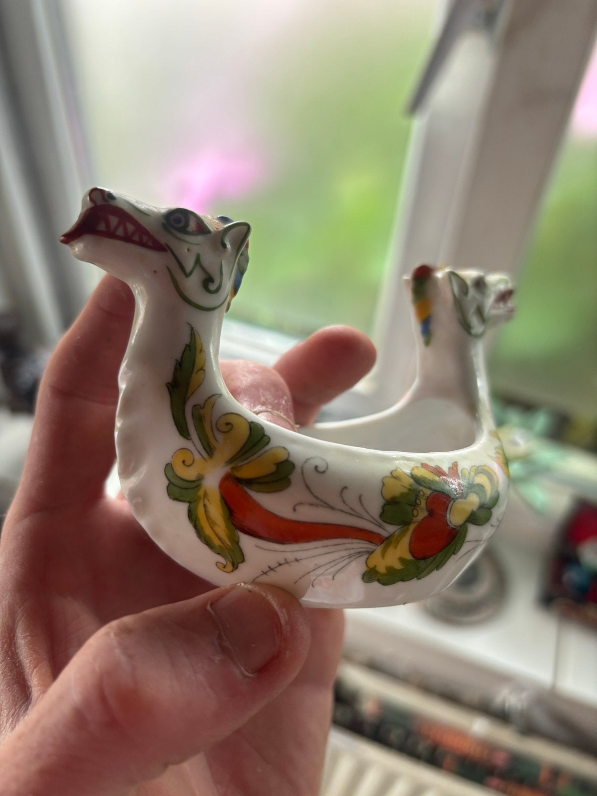 Antieke Porsgrund Noorwegen Draak Zoutkelder Porselein, Antiek en Kunst, Ophalen