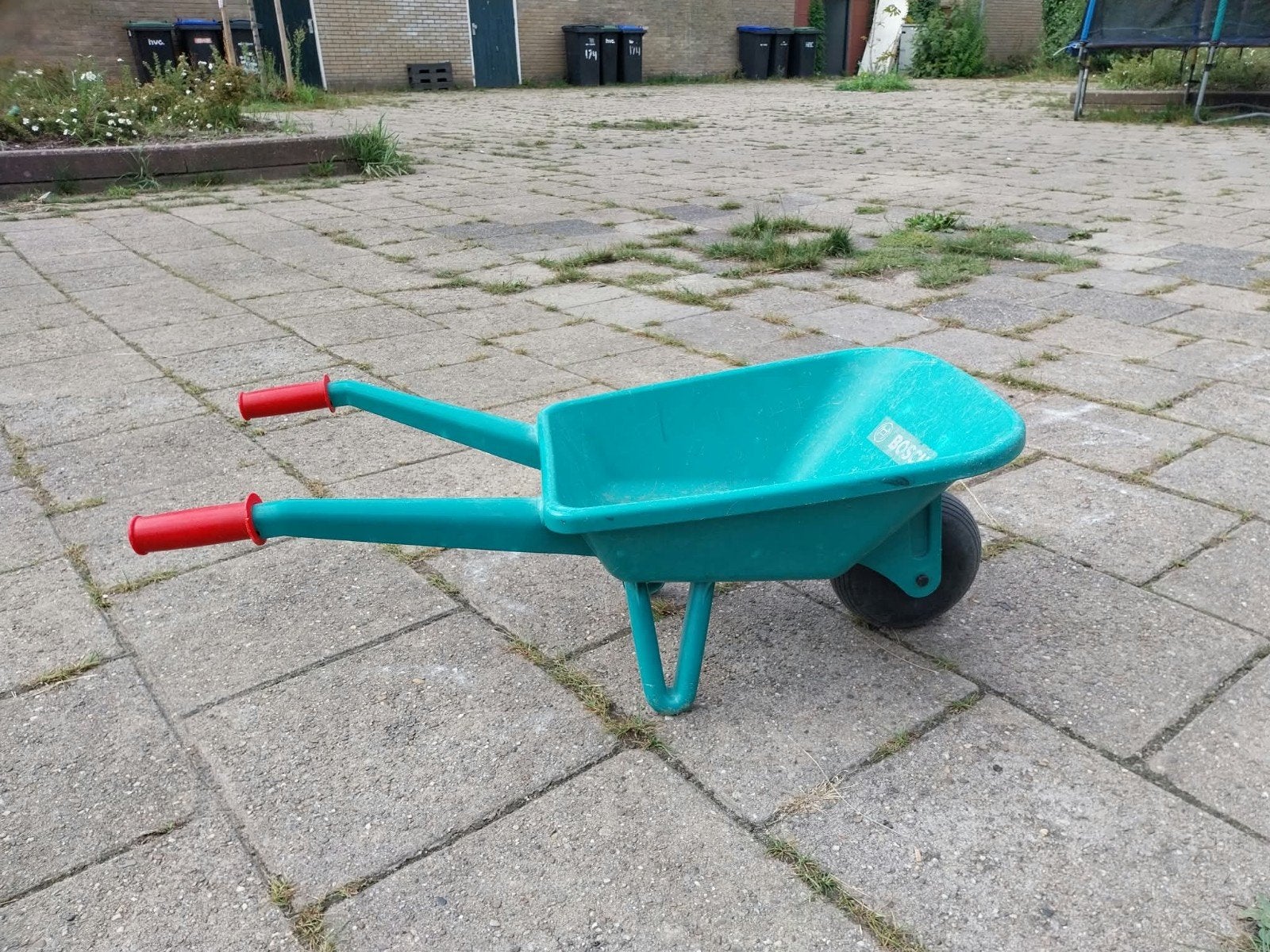 Kinder kruiwagen - Groen met rode handvatten, Ophalen, Gebruikt, Tweewielig, Handmatig