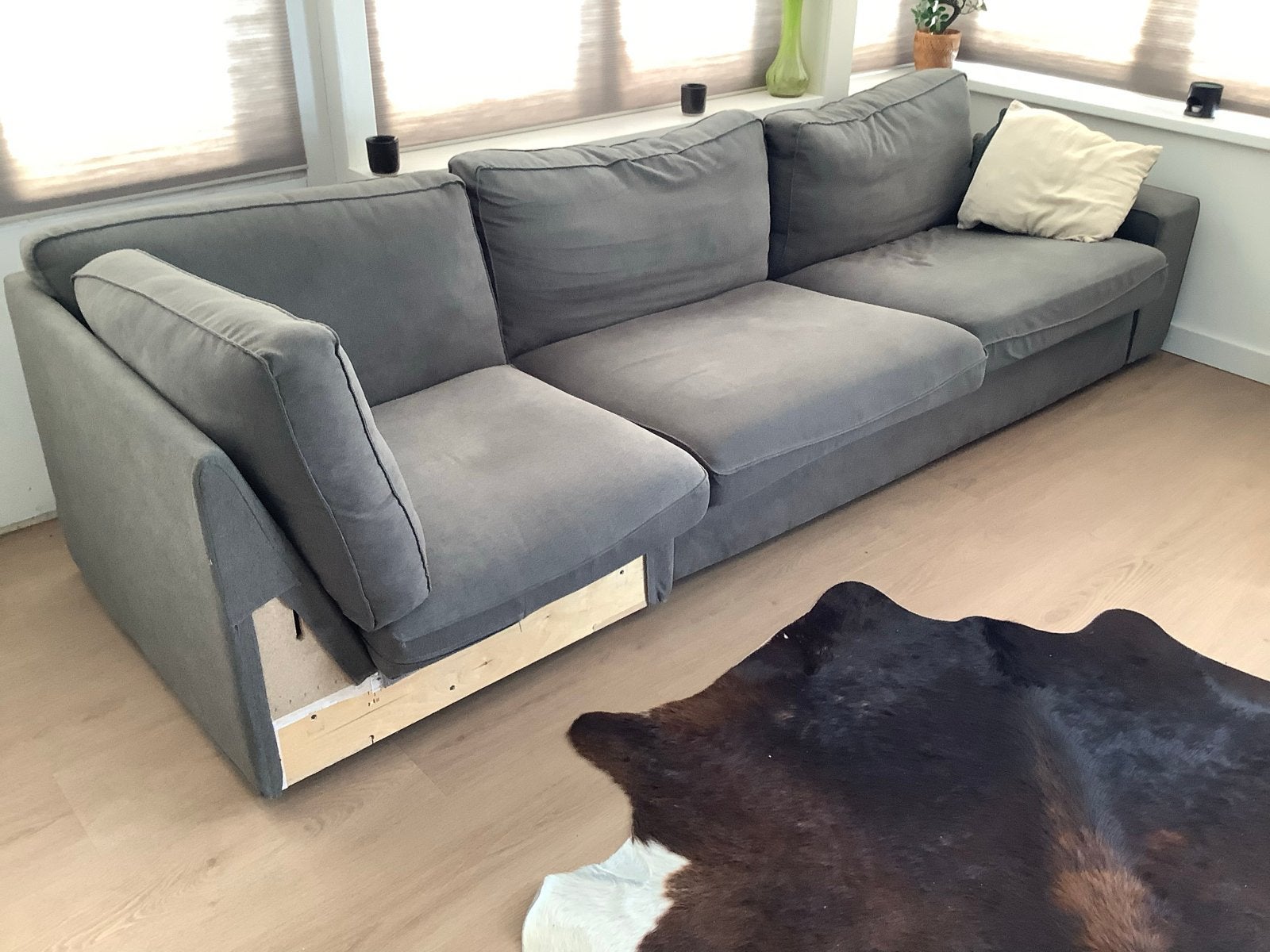 Bank gratis want staat ons in de weg, Ophalen, Gebruikt, Hoekbank, 300 cm of meer