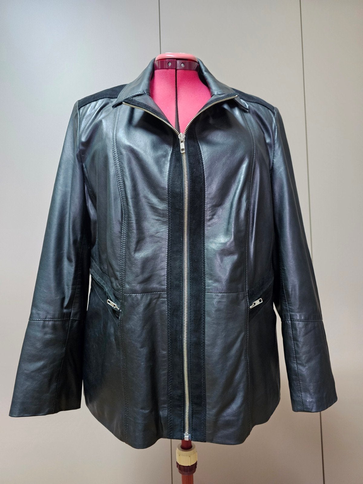 zwart leren damesjack maat 48 van lamsleer, Ophalen of Verzenden, Zo goed als nieuw, Maat 46/48 (XL) of groter, Zwart