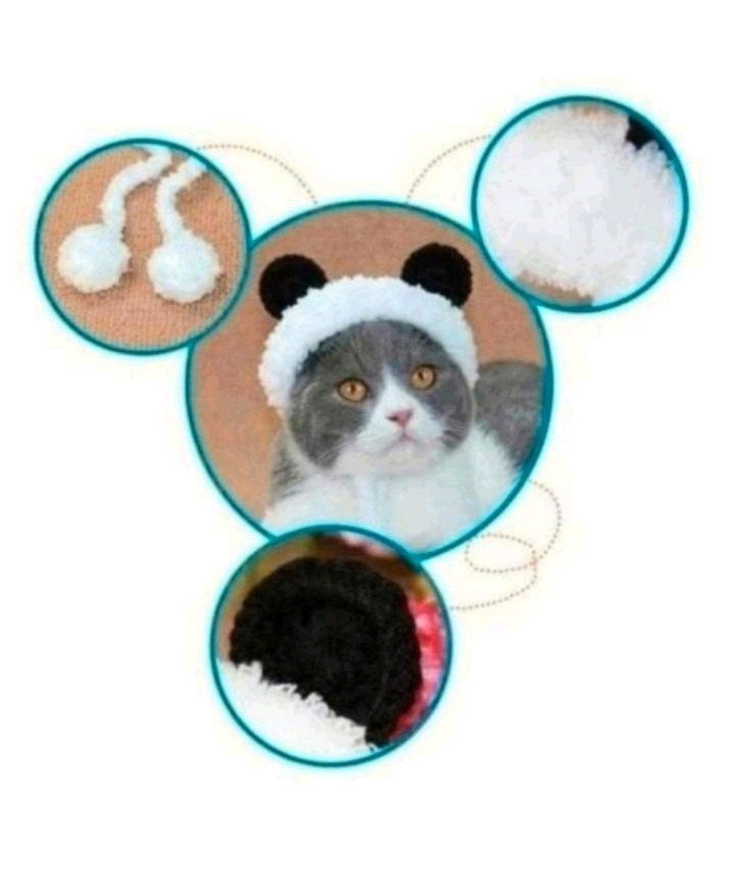Panda muts oorwarmers kat of kleine hond maat M. Nieuw, Dieren en Toebehoren, Ophalen of Verzenden, Nieuw, Overige hondenkleding
