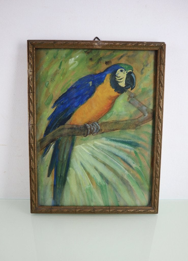 Twee gouaches papegaaien Alberta Meijer Smetz (1893-1953), Antiek en Kunst, Kunst | Schilderijen | Klassiek, Ophalen of Verzenden