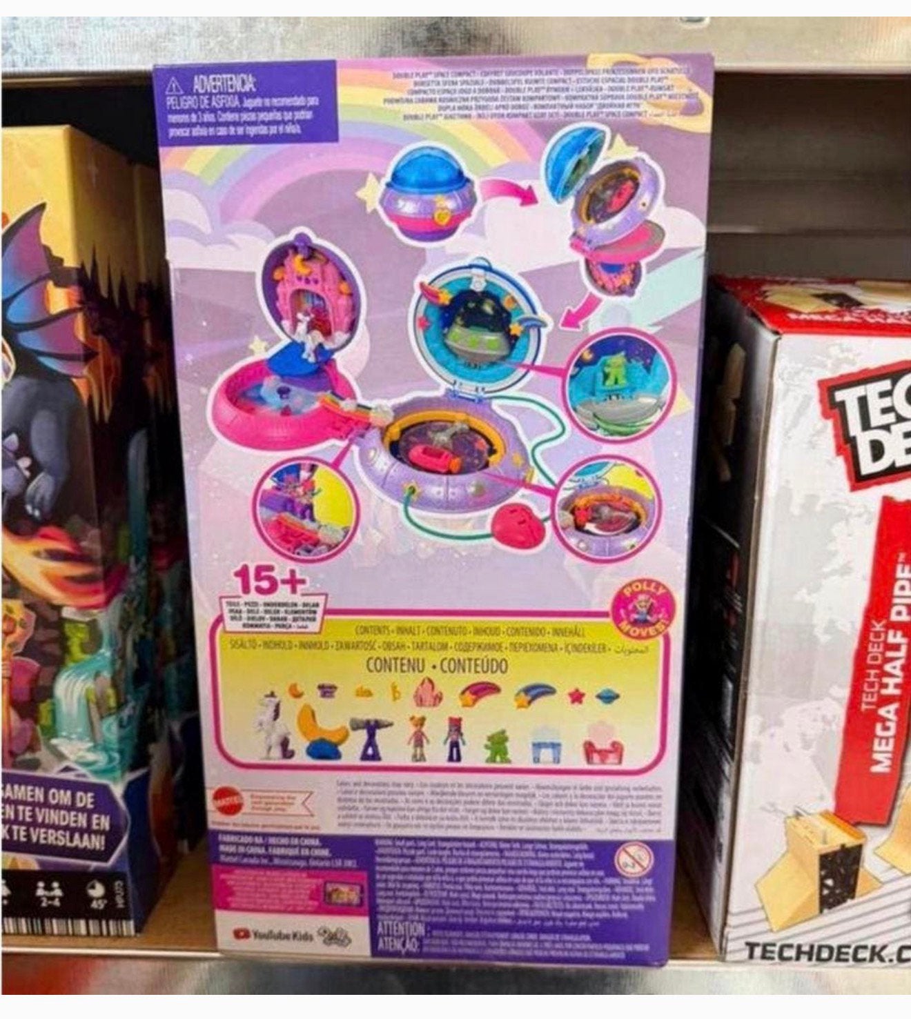 Polly Pocket Dubbele compacts - Ruimteschip kasteel speelset, Jongen of Meisje, Nieuw, Ophalen of Verzenden, H