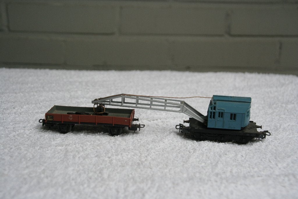 Marklin HO Kraan lichtblauw + laadwagon (7.16), Wisselstroom, Gebruikt, Wagon, Ophalen of Verzenden