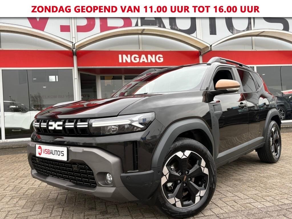 Dacia DUSTER 1.6 HYBRID 140 EXTREME AUT. LED NAVI CAMERA CAR, Auto's, Automaat, Gebruikt, Zwart, Leder