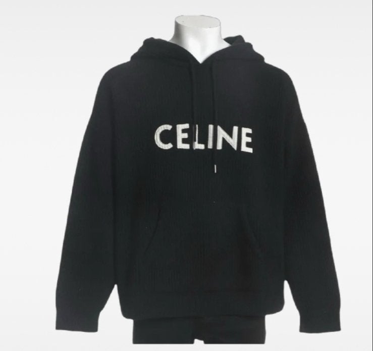 Celine Hoodie - Zwart met wit logo, Ophalen of Verzenden, Zo goed als nieuw, Overige maten, Zwart