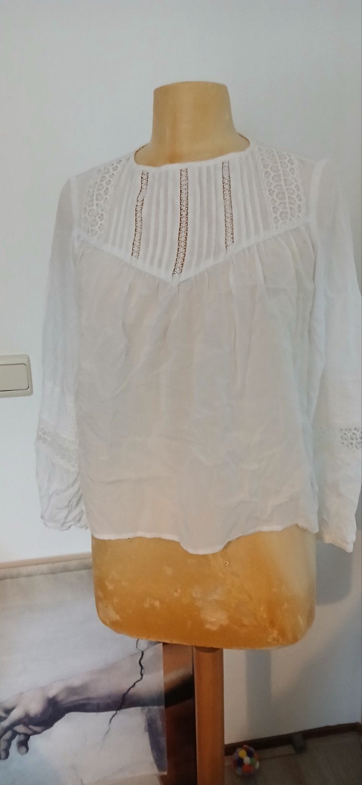 2 schattige blouses wit met kant mt 36 38, Verzenden, Zo goed als nieuw, Maat 36 (S), Wit