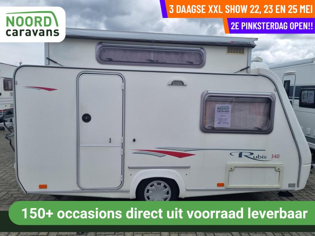 Trigano rubis 340 VOORTENT + ZAKLUIFEL + DWARSBED + HEFDAK, Caravans en Kamperen, Caravans, Bedrijf, tot en met 3, 500 - 750 kg