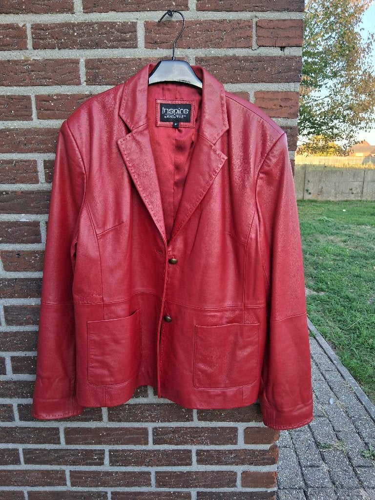 Dames leer jas Rino&Pelle Mt42, Maat 42/44 (L), Ophalen of Verzenden, Zo goed als nieuw, Rood