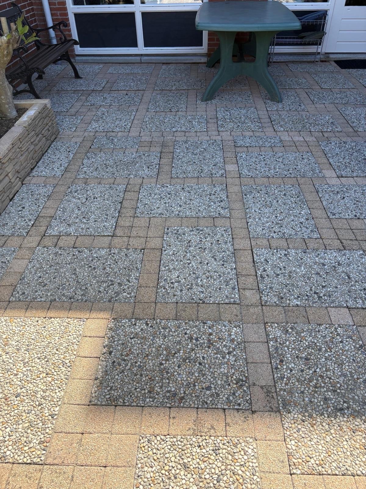 Gebruikte terrastegels met grind – ca. 50 m², Ophalen, Gebruikt, 10 m² of meer, Grind